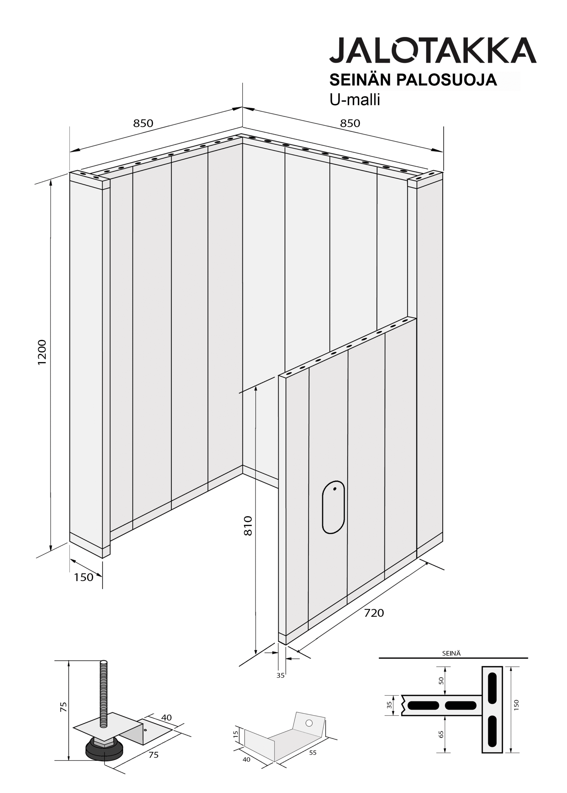 Seinän palosuoja I-malli kapea - Image 22